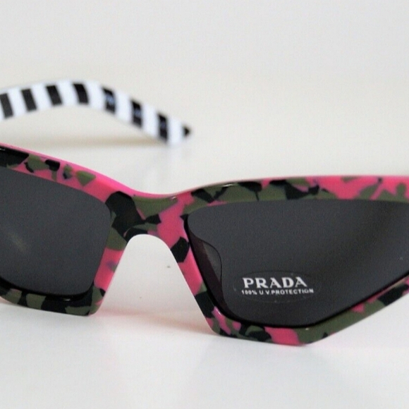 PRADA SPR 12V-F 462-550 Cat Eye Pink Camo Sunglasses NWT - Picture 1 of 10